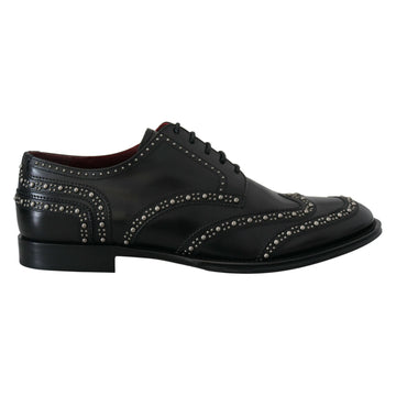 Dolce & Gabbana Elegant Studded Black Derby Shoes