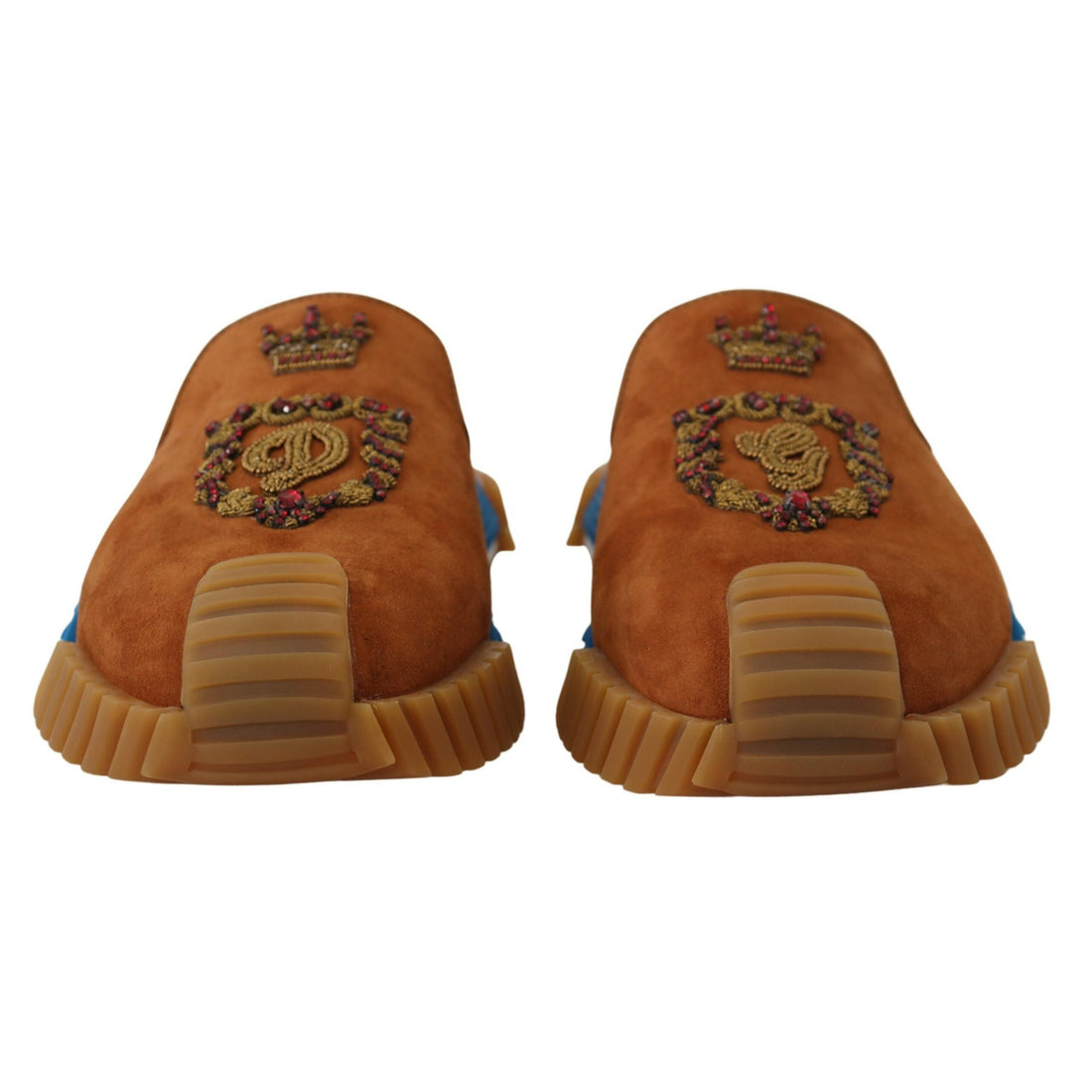 Dolce & Gabbana Beige Suede Crystal Slides Sandals Flats NS1 Shoes