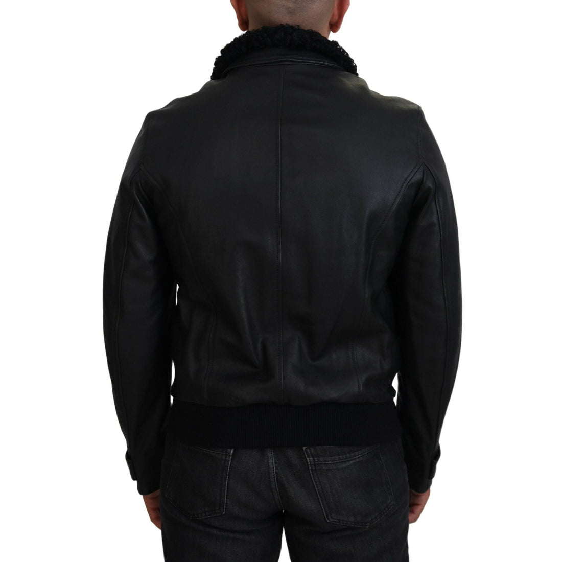 Dolce & Gabbana Chic Black Leather Silk-Lined Jacket