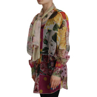 Dolce & Gabbana Multicolor Silk Ascot Collar Blouse