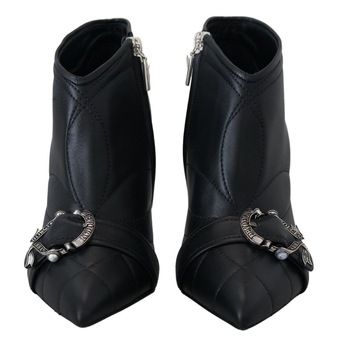Dolce & Gabbana Black Devotion Quilted Buckled Ankle Boots Shoes