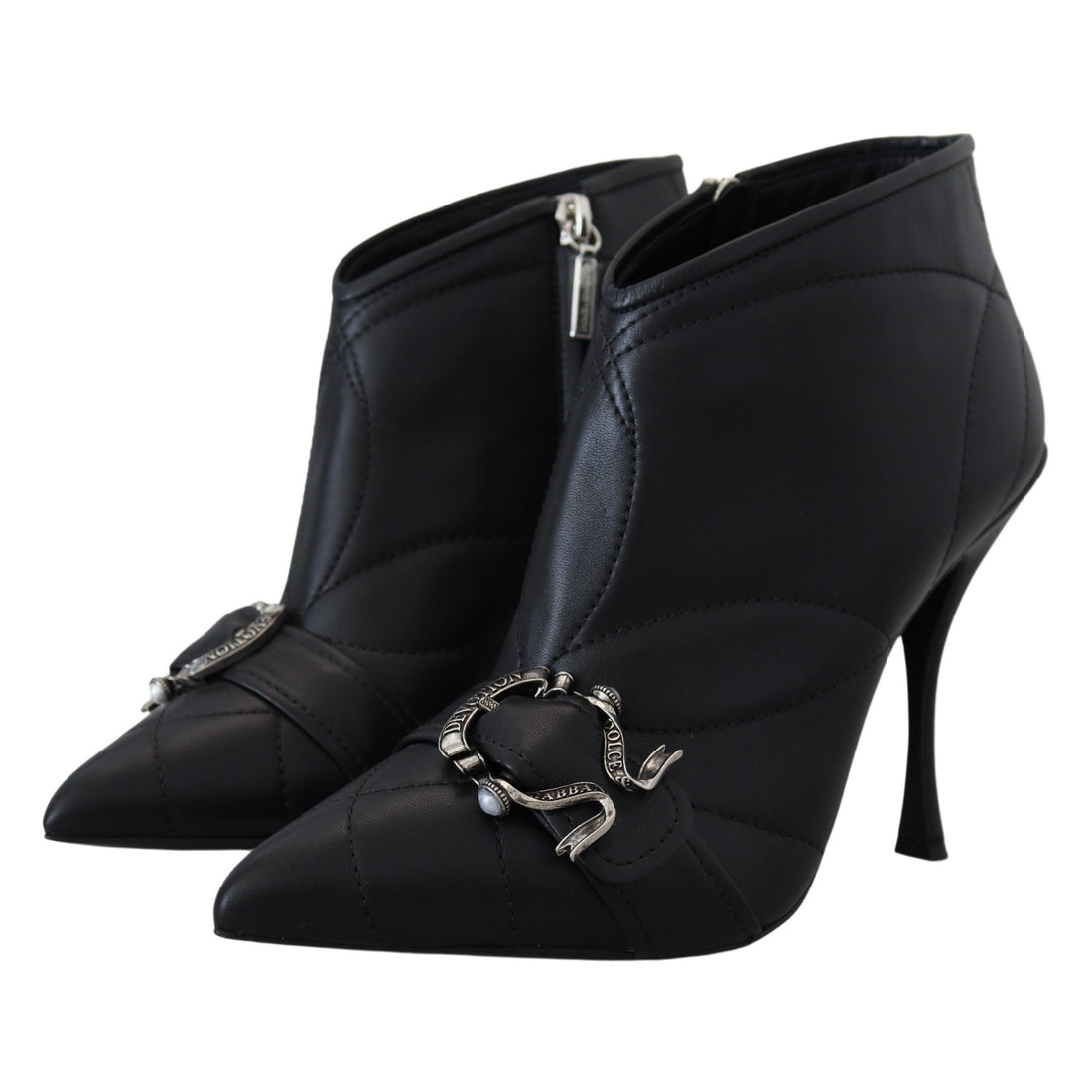 Dolce & Gabbana Black Devotion Quilted Buckled Ankle Boots Shoes