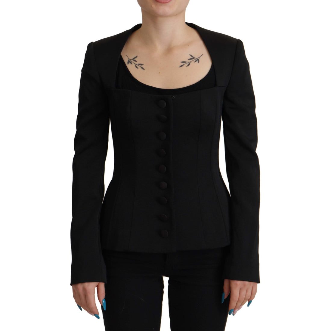 Dolce & Gabbana Sleek Black Snap Jacket with Silk Lining