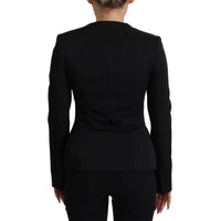 Dolce & Gabbana Sleek Black Snap Jacket with Silk Lining