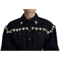 Dolce & Gabbana Elegant Crystal-Embellished Denim Jacket