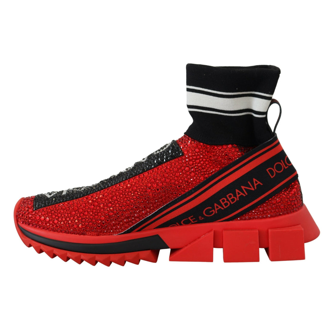 Dolce & Gabbana Red Bling Sorrento Sneakers Socks Shoes