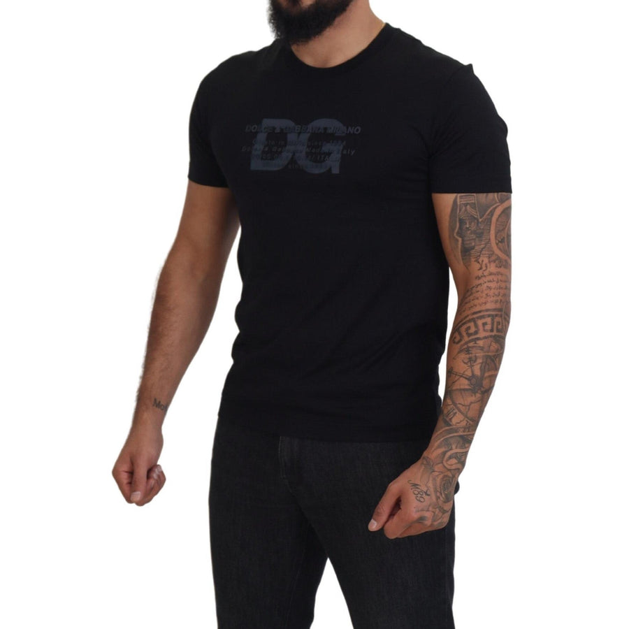 Dolce & Gabbana Elegant Black Logo Print Cotton T-Shirt