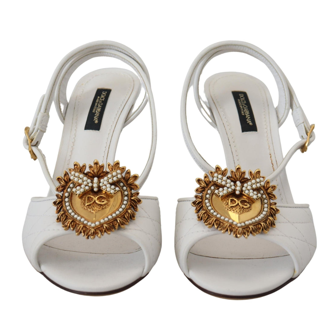 Dolce & Gabbana Devotion Embellished White Leather Stilettos
