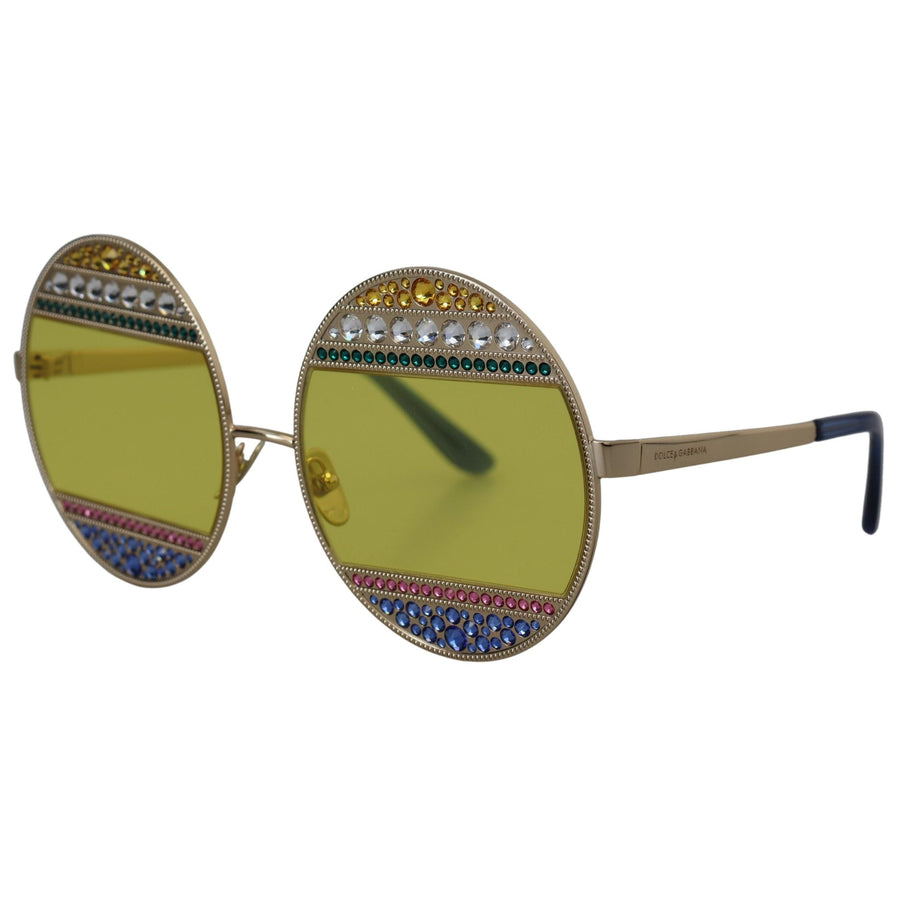 Dolce & Gabbana Crystal Embellished Gold Oval Sunglasses