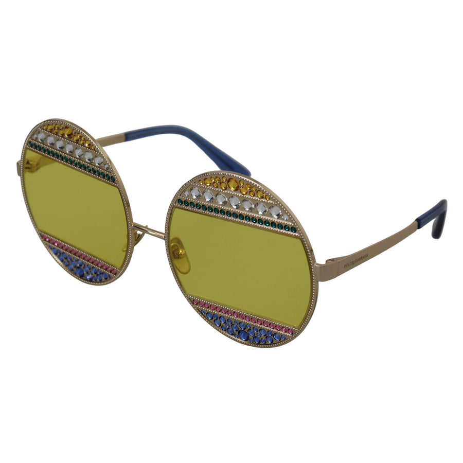 Dolce & Gabbana Crystal Embellished Gold Oval Sunglasses