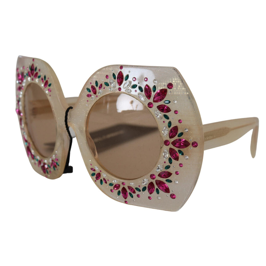 Dolce & Gabbana Elegant Beige Embellished Sunglasses