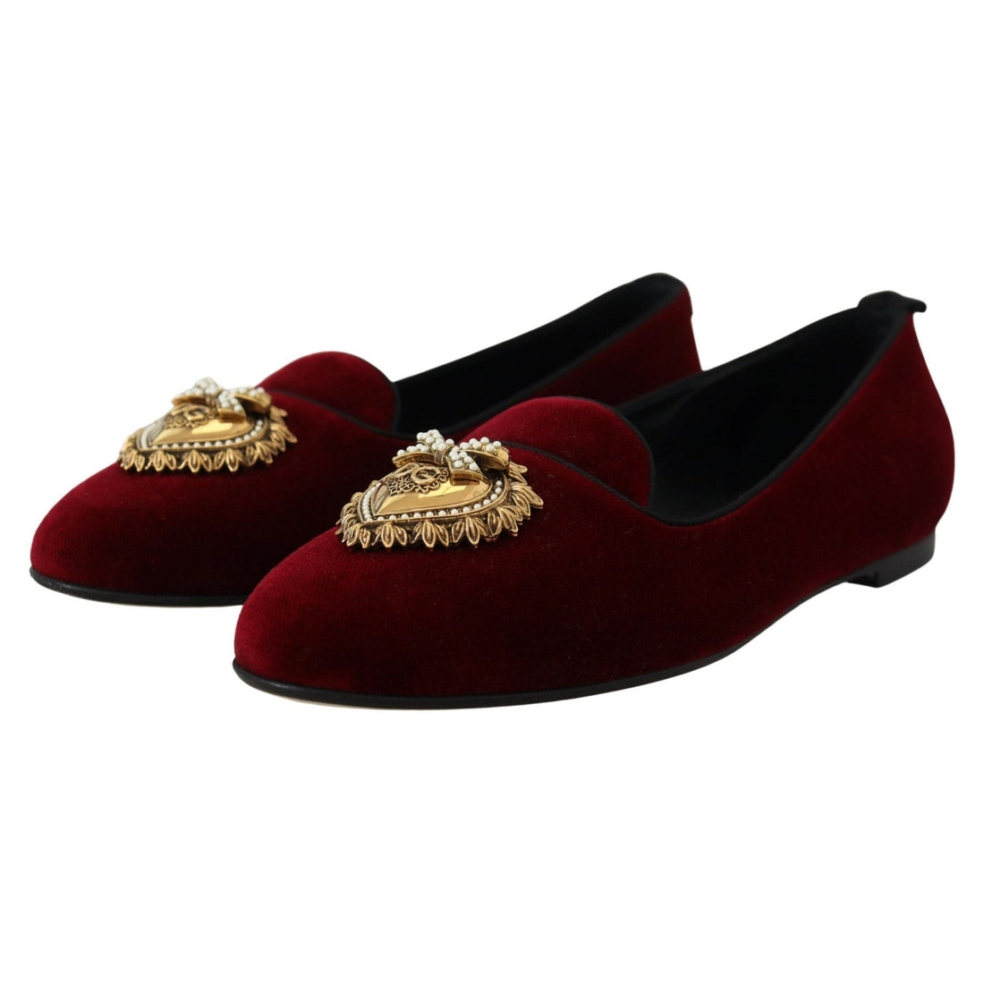 Dolce & Gabbana Bordeaux Velvet Slip-On Loafers Flats Shoes