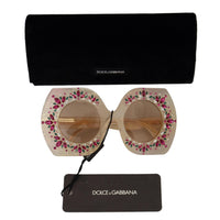 Dolce & Gabbana Beige Crystal Embellishment Round Frame DG4315 Sunglasses