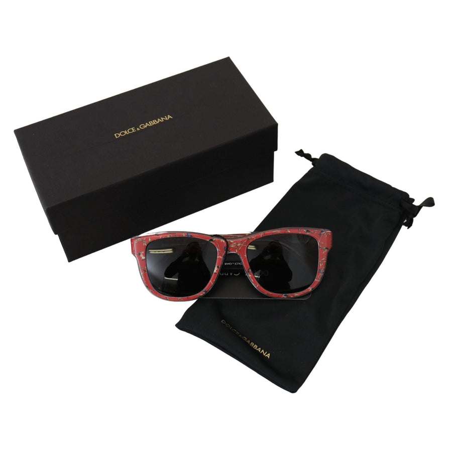 Dolce & Gabbana Red Floral Plastic Frame Round Lens DG4284 Sunglasses