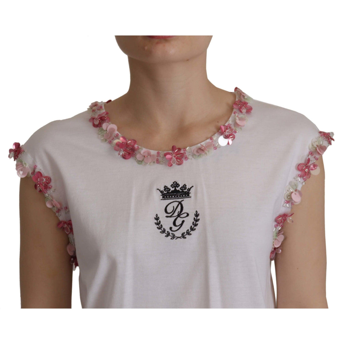 Dolce & Gabbana Chic Sequined Crown Tank Top T-Shirt