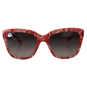 Dolce & Gabbana Chic Red Lace-Inspired Designer Sunglasses