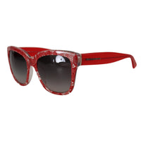 Dolce & Gabbana Red Lace Acetate Rectangle Shades DG422A Sunglasses