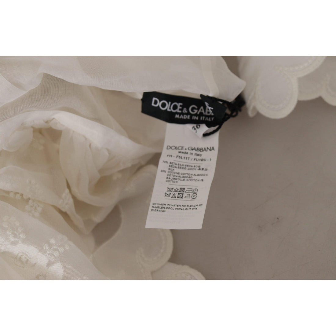 Dolce & Gabbana Elegant White Lace Silk-Cotton Top