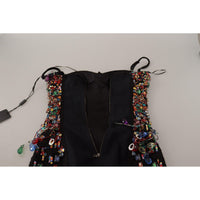 Dolce & Gabbana Multicolor Sleeveless Bustier Jeweled Spring Top