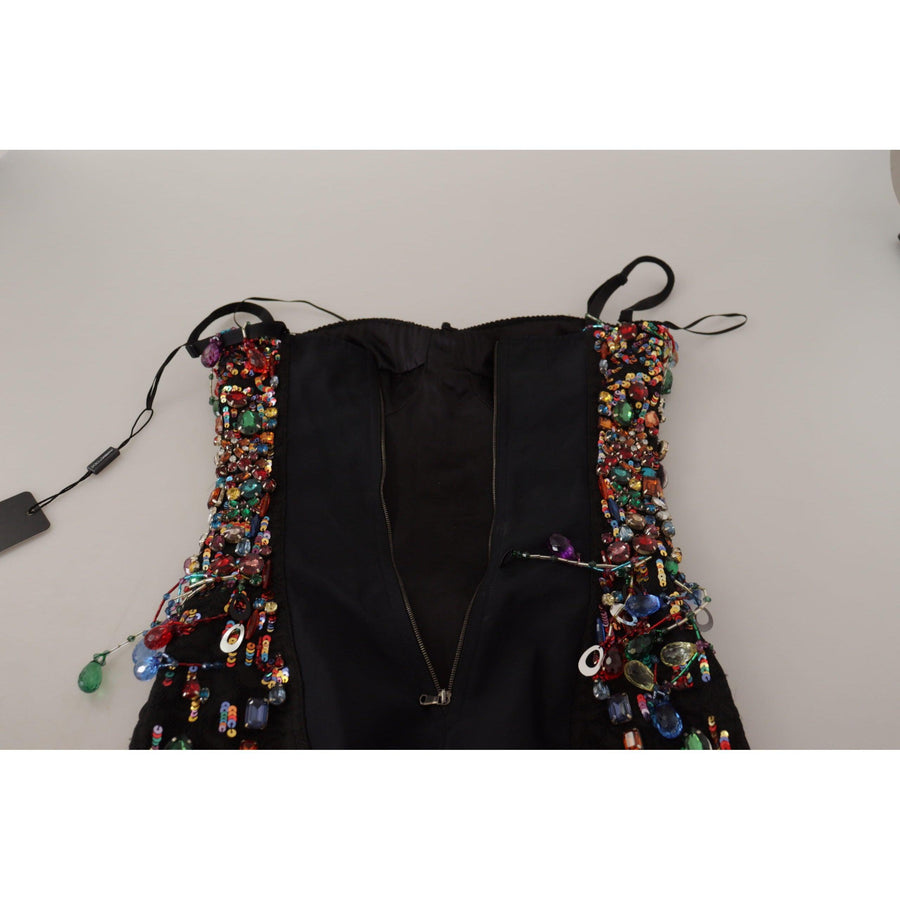 Dolce & Gabbana Multicolor Sleeveless Bustier Jeweled Spring Top