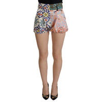 Dolce & Gabbana Multicolor Majolica High-Waist Jacquard Shorts
