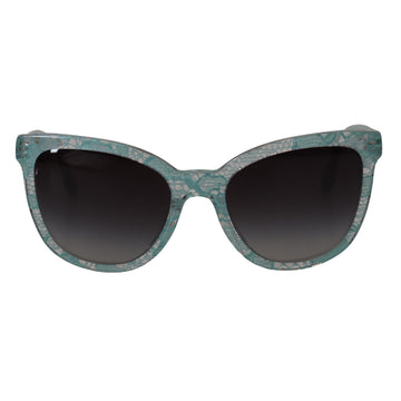 Dolce & Gabbana Elegant Blue Lace-Crystal Sunglasses