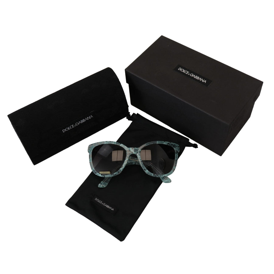 Dolce & Gabbana Elegant Blue Lace-Crystal Sunglasses