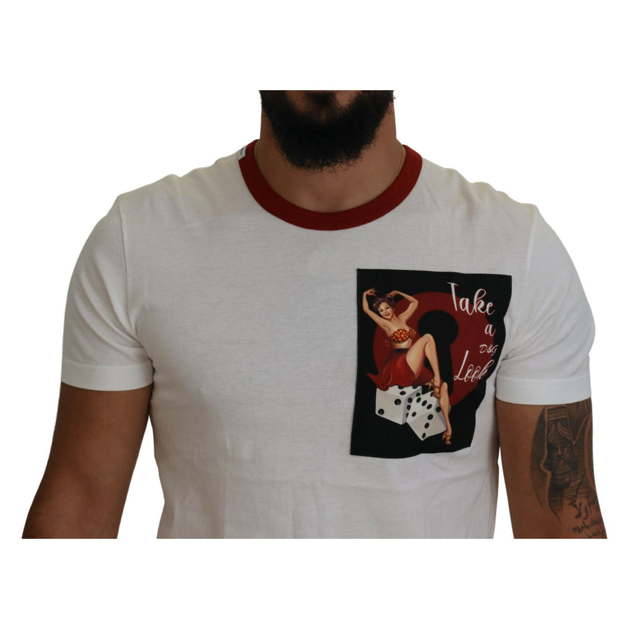 Dolce & Gabbana Cotton White Logo Print Crewneck T-shirt