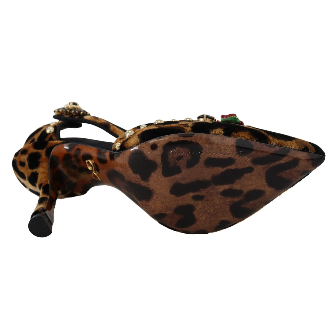 Dolce & Gabbana Brown Embellished Leopard Print Heels Shoes