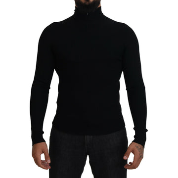 Dolce & Gabbana Elegant Black Wool Half Zip Turtleneck Sweater