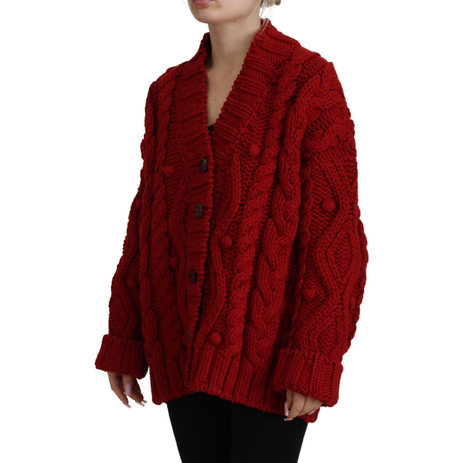 Dolce & Gabbana Elegant Red Virgin Wool Cardigan