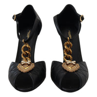 Dolce & Gabbana Elegant Gold-Embellished Leather Sandals