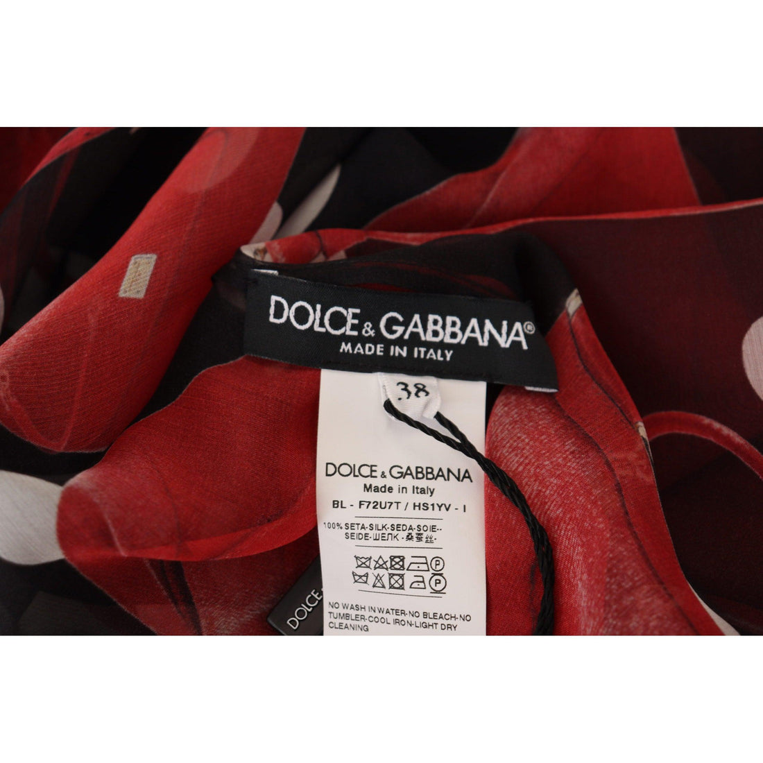 Dolce & Gabbana Black Red Sicily Bag Silk Shirt Top Blouse