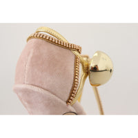 Dolce & Gabbana Pink Crystal T-strap Heels Pumps Shoes