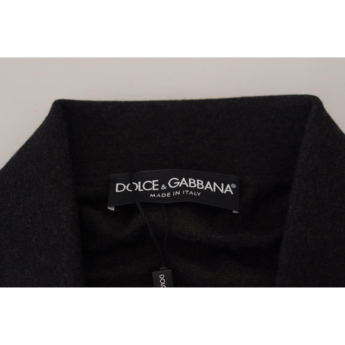 Dolce & Gabbana Black Cashmere Collared Pullover Sweater
