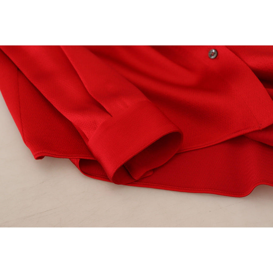 Dolce & Gabbana Elegant Red Ascot Collar Blouse