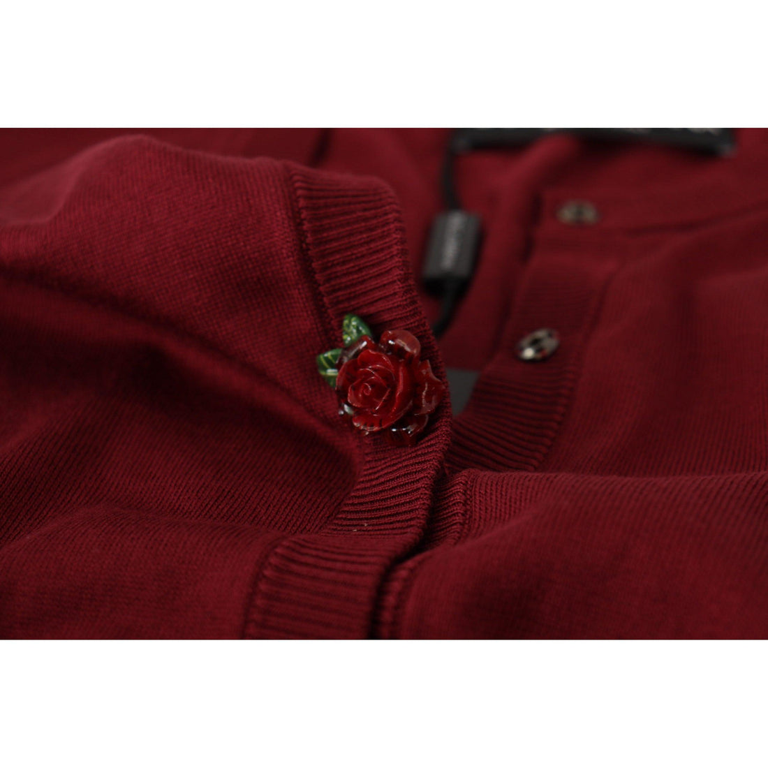 Dolce & Gabbana Elegant Maroon Silk Button Front Sweater