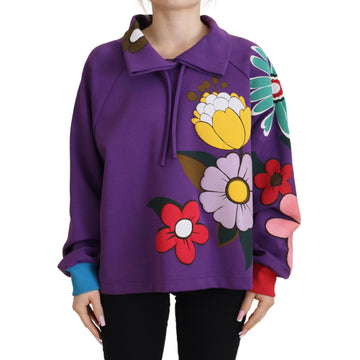 Dolce & Gabbana Elegant Purple Floral Pullover Sweater