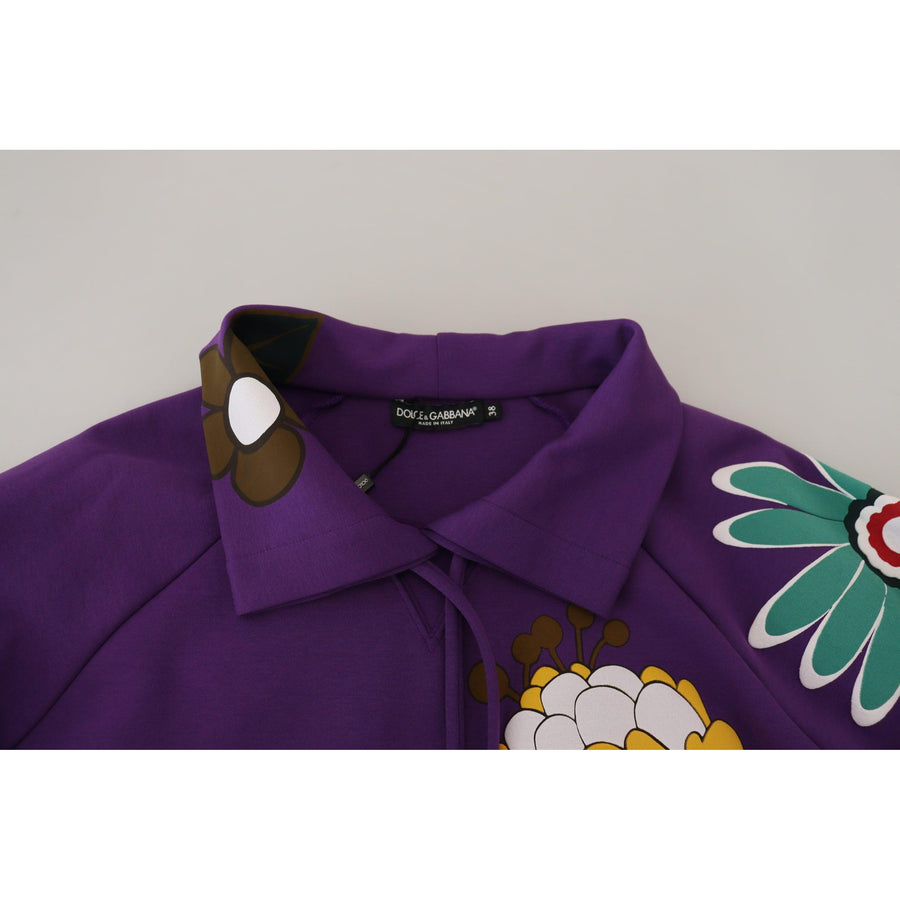 Dolce & Gabbana Elegant Purple Floral Pullover Sweater