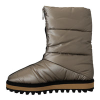 Dolce & Gabbana Silver Padded Mid Calf Winter Shoes  Boots