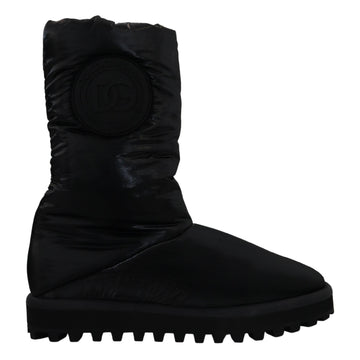 Dolce & Gabbana Elegant Mid-Calf Boots in Black Polyester