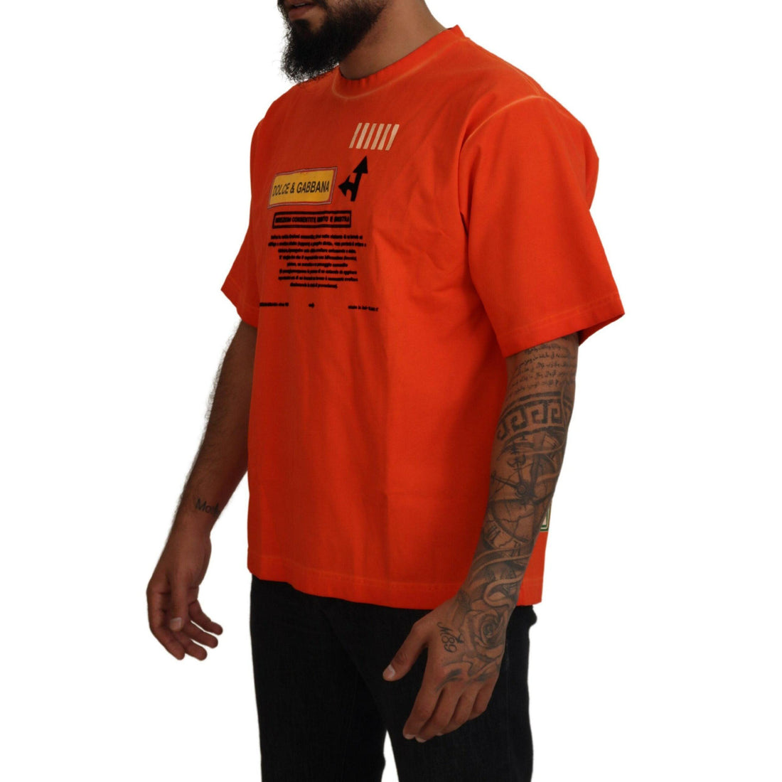 Dolce & Gabbana Orange Cotton Logo Short Sleeve T-shirt