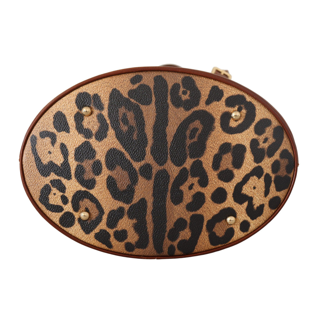 Dolce & Gabbana Brown Leopard Pattern Shopping Tote Hand Bucket Purse