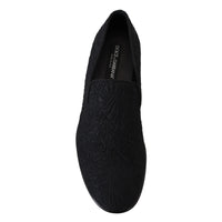 Dolce & Gabbana Elegant Jacquard Black Loafers Slide On Flats