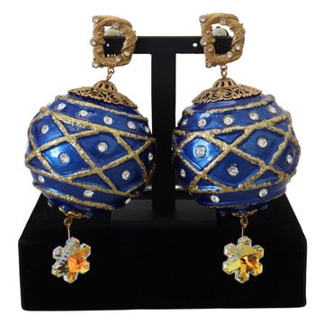 Dolce & Gabbana Elegant Dangling Crystal Christmas Ball Earrings