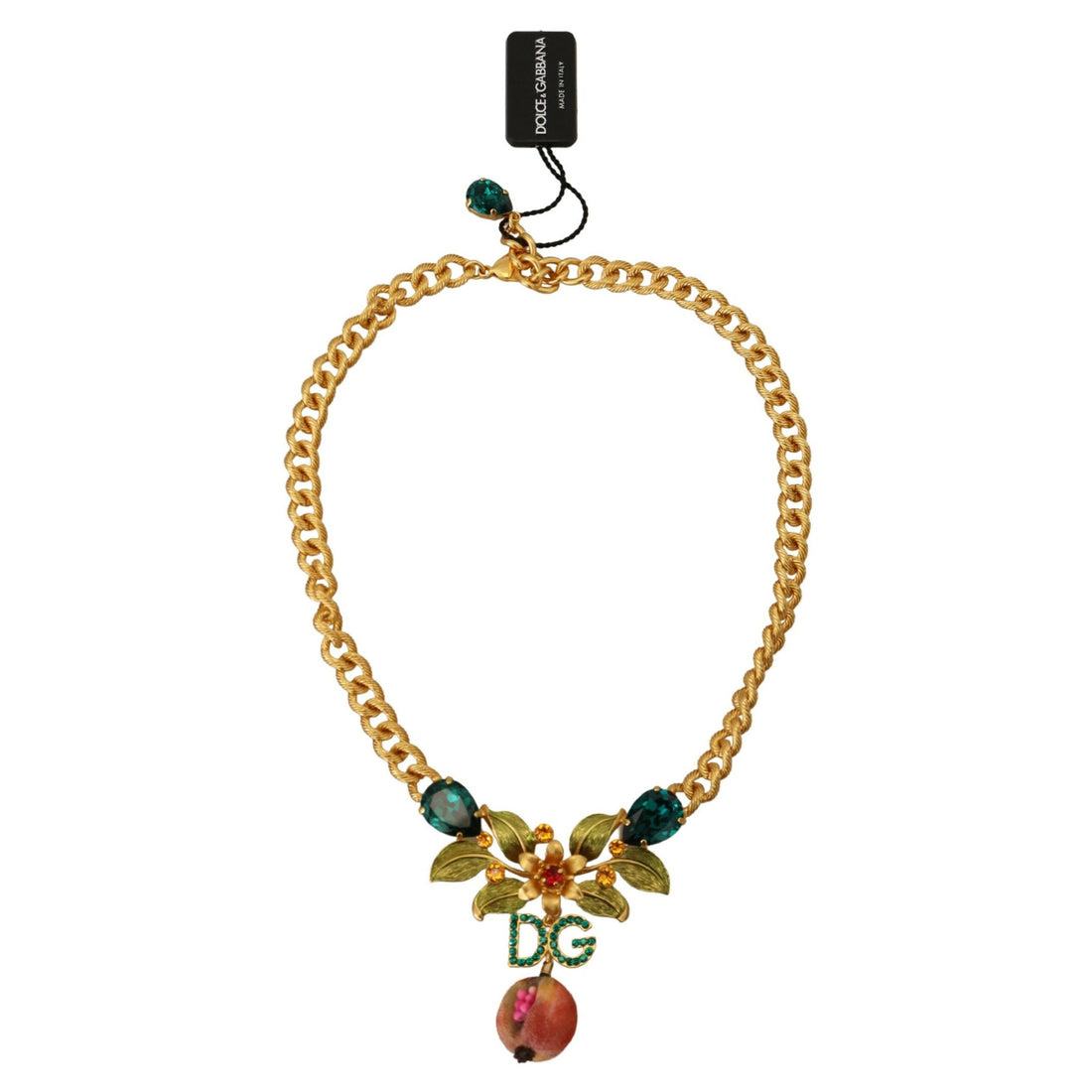Dolce & Gabbana Elegant Gold-Tone Floral Fruit Necklace