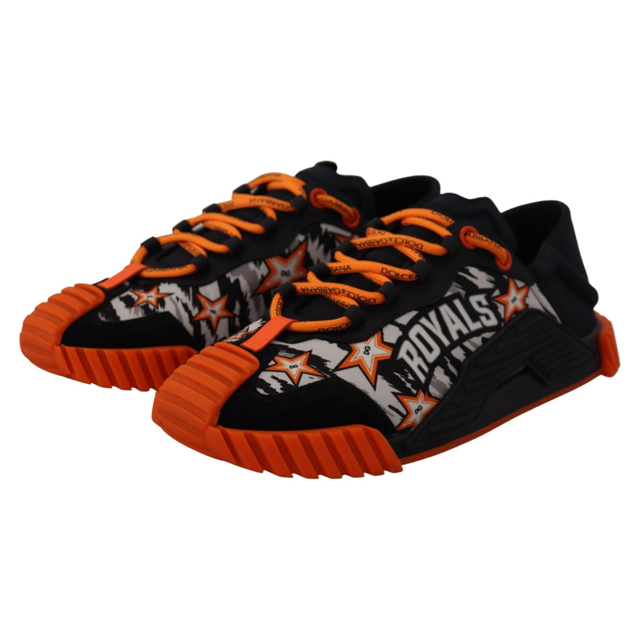 Dolce & Gabbana Black Orange Fabric Lace Up Sneakers NS1 Shoes