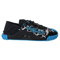 Dolce & Gabbana Black Blue Fabric Lace Up NS1 Sneakers