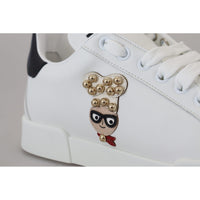 Dolce & Gabbana White Logo Patch Embellished Sneakers Shoes