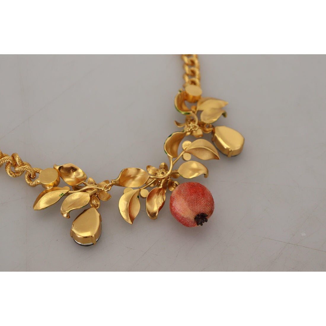 Dolce & Gabbana Elegant Floral Fruit Motif Gold Necklace